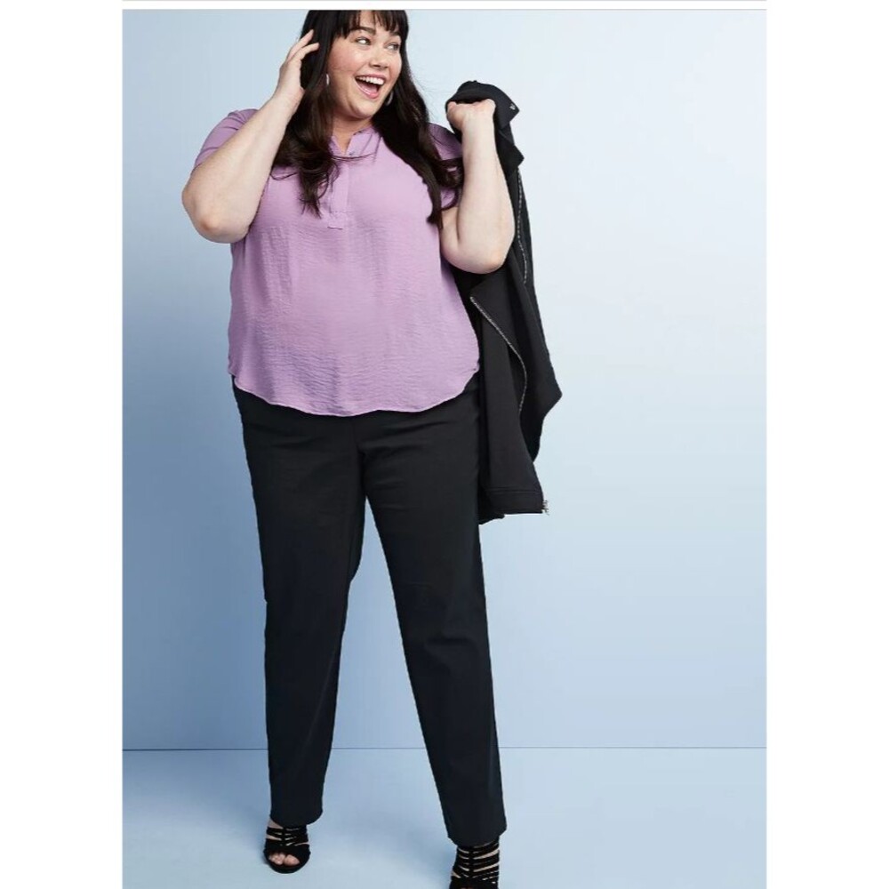 EVRI Women Stretch Pull-on Pants Mineral Black Mid Rise Size 30WL NEW